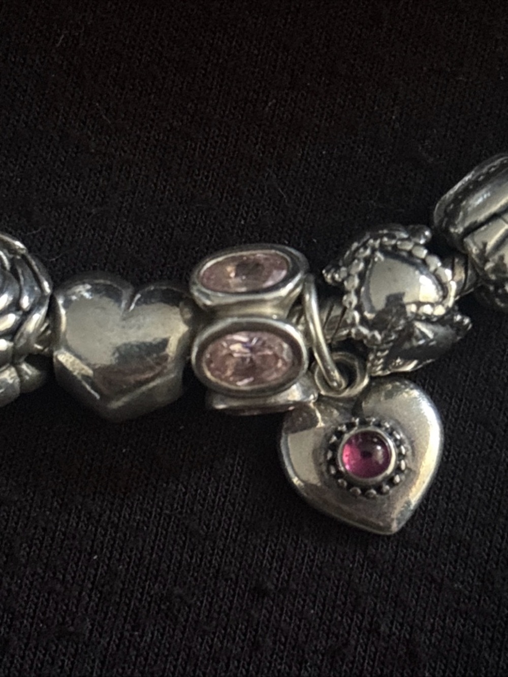 Pandora Sterling Charm Bracelet with Pink Accents 7 charms - Picture 4 of 8
